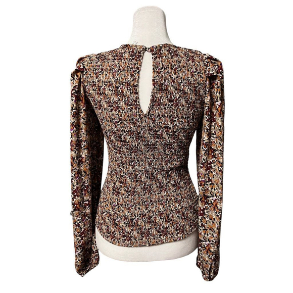 Evereve Margaret Floral Smocked Elastic Cuff Puff Sleeve Blouse Size XS - Picture 8 of 10